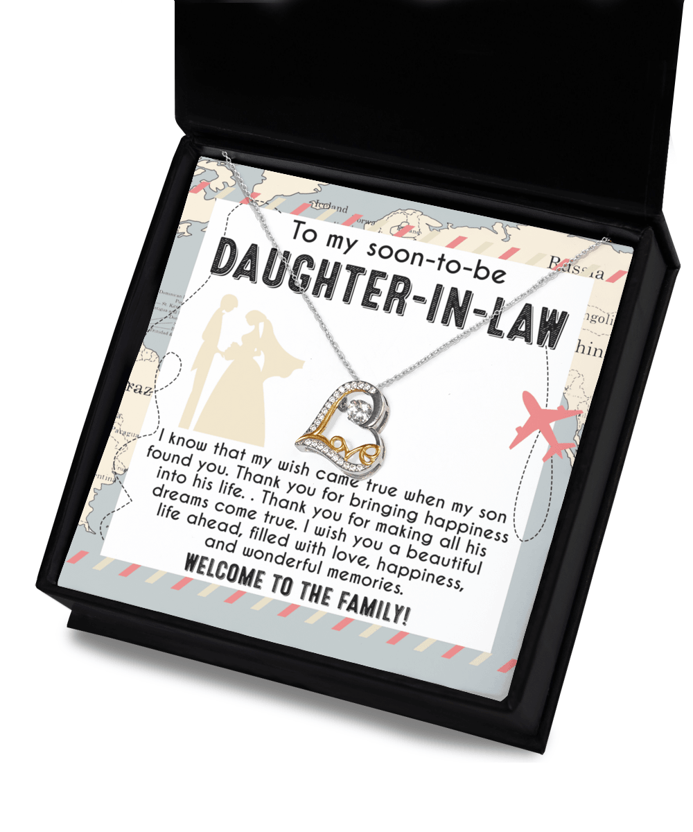 To My Soon-to-be Daughter-in-law Welcome to the Family Wedding Gift Love Dancing Heart Pendant Necklace - Mallard Moon Gift Shop