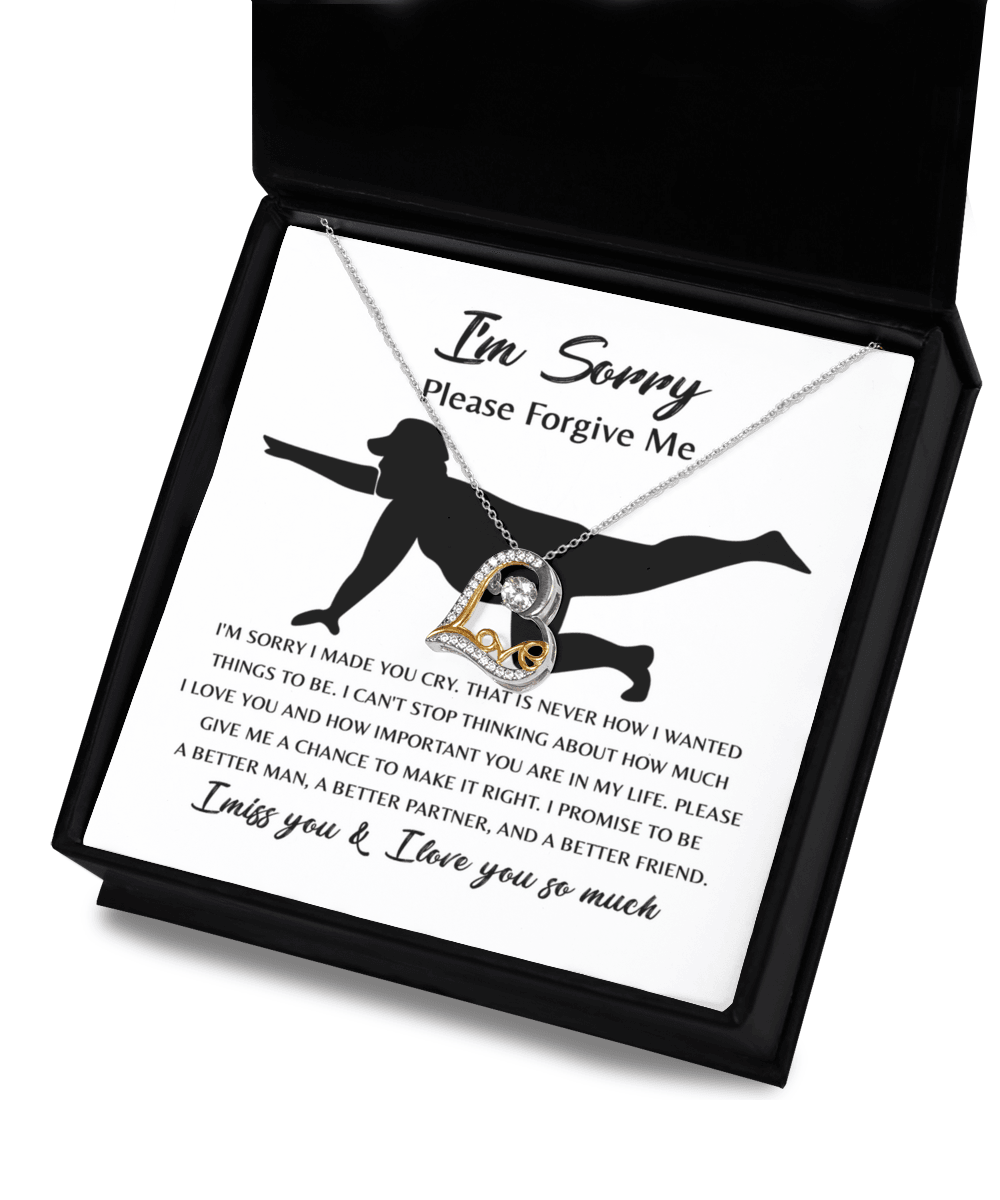Apology Gift for Girlfriend, Wife, Soulmate - Sorry, Things To Be - Love Dancing Heart Pendant Necklace - Mallard Moon Gift Shop