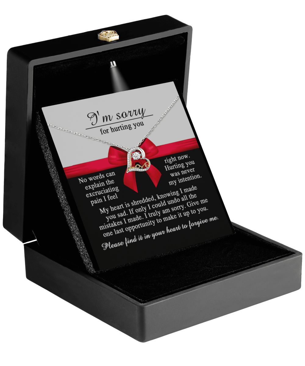 Apology Gift for Girlfriend, Wife, Soulmate - Sorry, Made You Sad - Love Dancing Heart Pendant Necklace - Mallard Moon Gift Shop