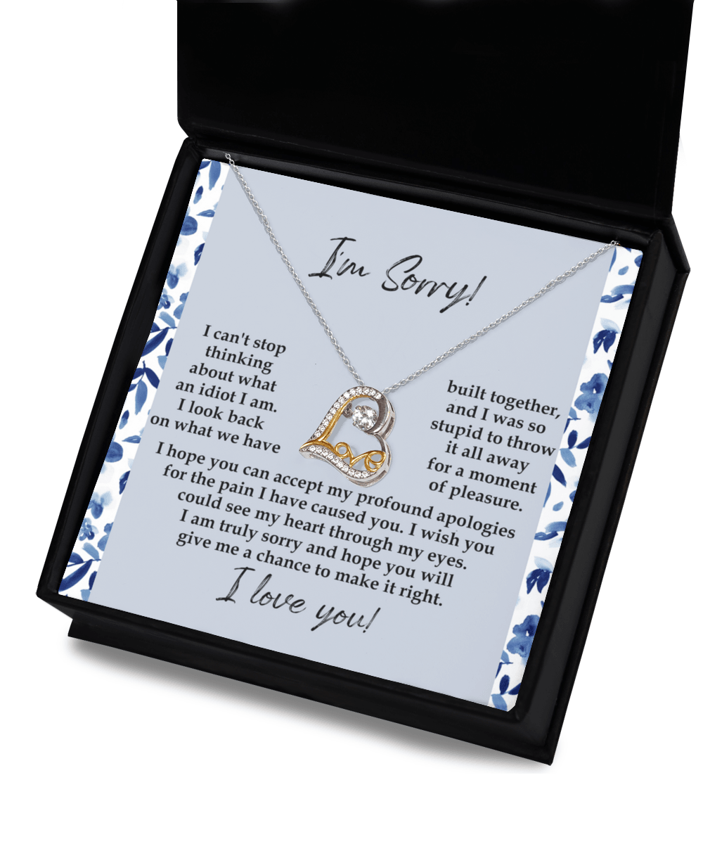 Apology Gift for Girlfriend, Wife, Soulmate - Sorry, Through My Eyes - Love Dancing Heart Pendant Necklace - Mallard Moon Gift Shop