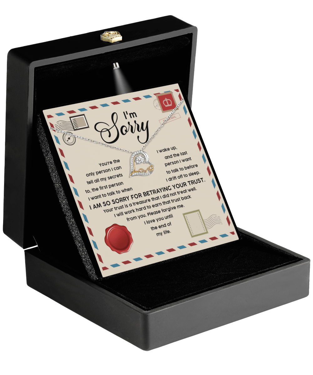 Apology Gift for Girlfriend, Wife, Soulmate - Sorry, The Only Person - Love Dancing Heart Pendant Necklace - Mallard Moon Gift Shop