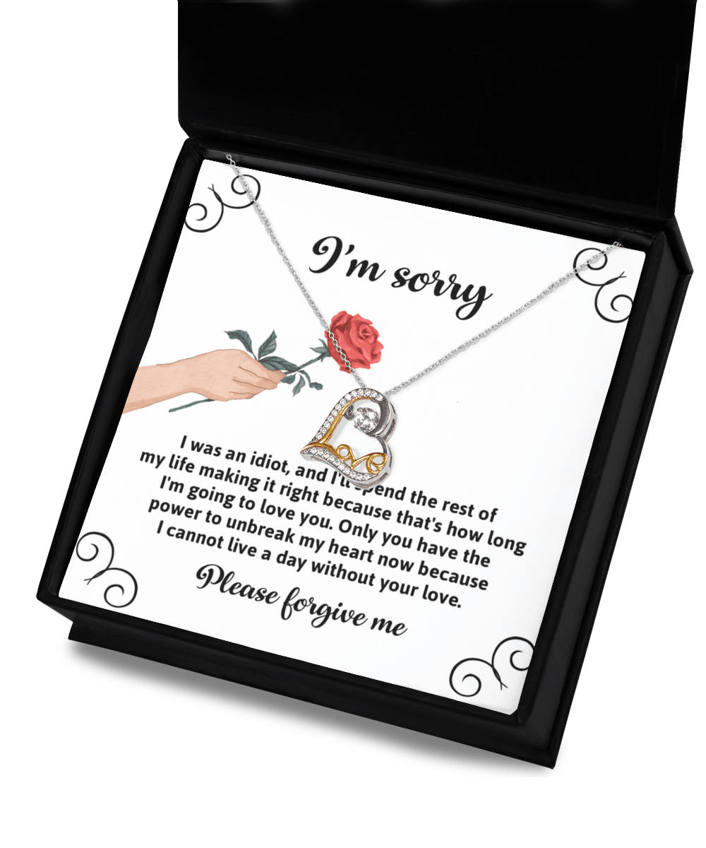 Apology Gift for Girlfriend, Wife, Soulmate - Sorry, Making It Right - Love Heart Pendant Necklace - Mallard Moon Gift Shop