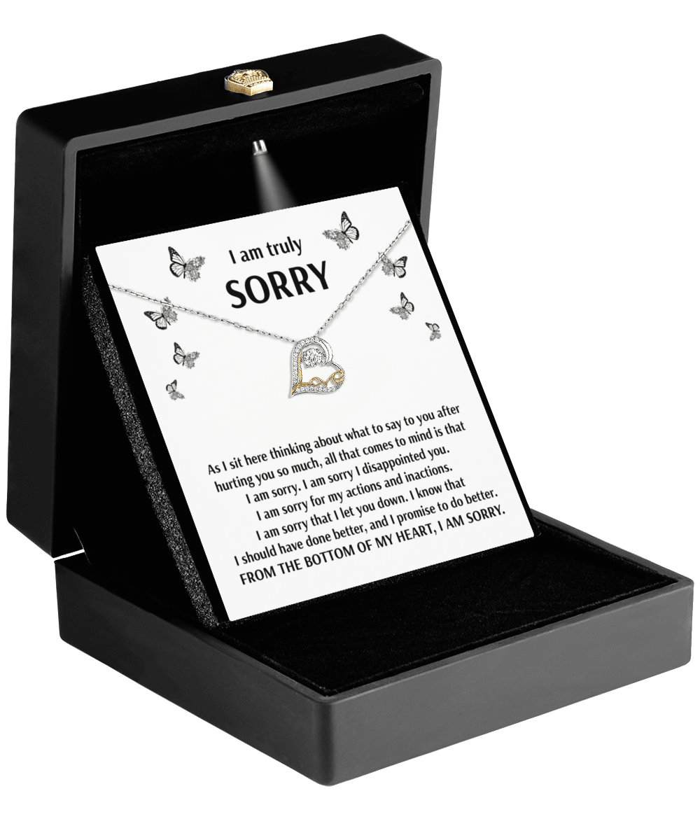 Apology Gift for Girlfriend, Wife, Soulmate - Sorry, Done Better - Love Dancing Heart Pendant Necklace - Mallard Moon Gift Shop