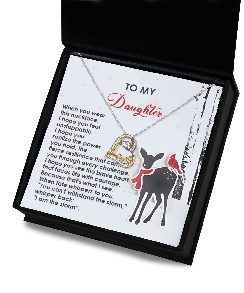 Gift for Daughter - Every Challenge - Love Dancing Heart Pendant Necklace - Mallard Moon Gift Shop