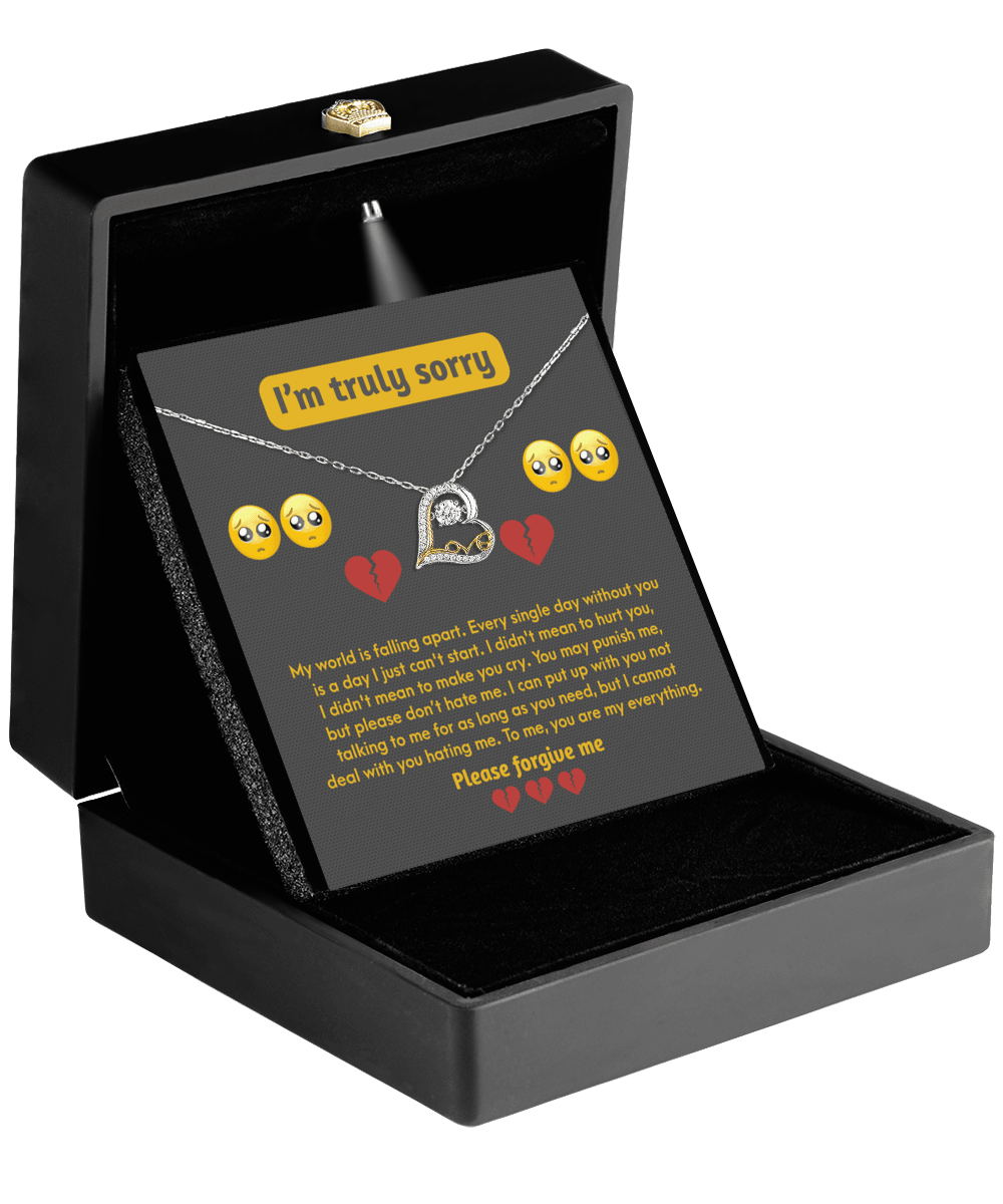 Apology Gift for Girlfriend, Wife, Soulmate - Sorry, Make You Cry - Love Dancing Heart Pendant Necklace - Mallard Moon Gift Shop