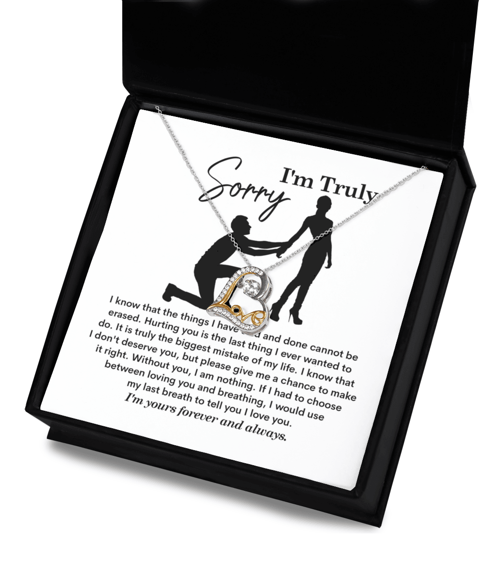Apology Gift for Girlfriend, Wife - Sorry, My Last Breath - Love Heart Pendant Necklace - Mallard Moon Gift Shop