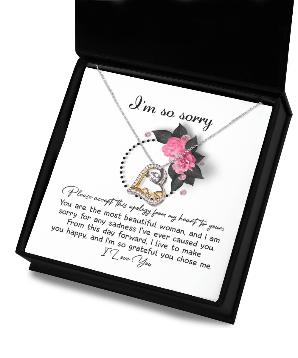 Apology Gift for Girlfriend, Wife, Soulmate - Sorry, Make You Happy - Love Dancing Heart Pendant Necklace - Mallard Moon Gift Shop