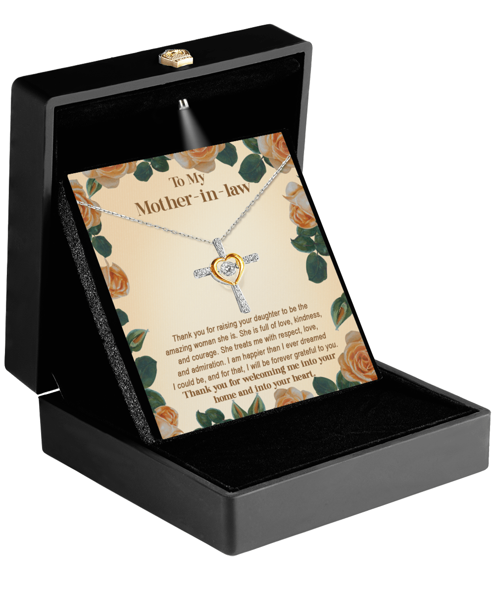 Gift for Mother-in-Law Thank You for Raising an Amazing Woman Cross Pendant Necklace - Mallard Moon Gift Shop