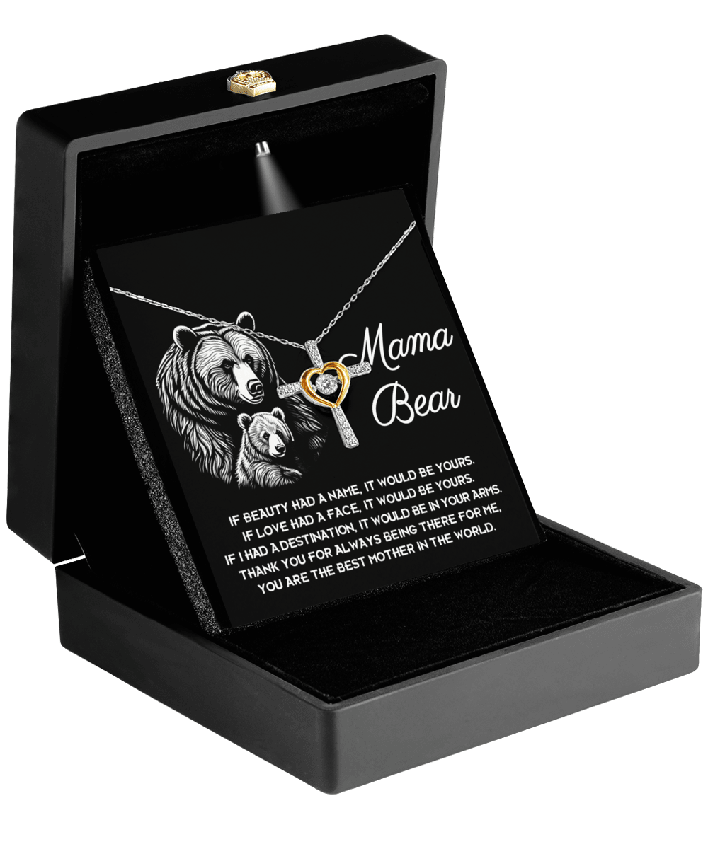 To My Mama Bear My Destination is In Your Arms Cross Pendant Necklace - Mallard Moon Gift Shop