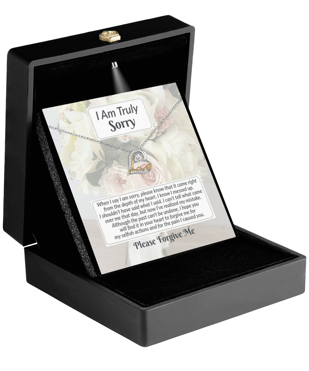 Apology Gift for Girlfriend, Wife, Soulmate - Sorry, What I Said - Love Dancing Heart Pendant Necklace - Mallard Moon Gift Shop