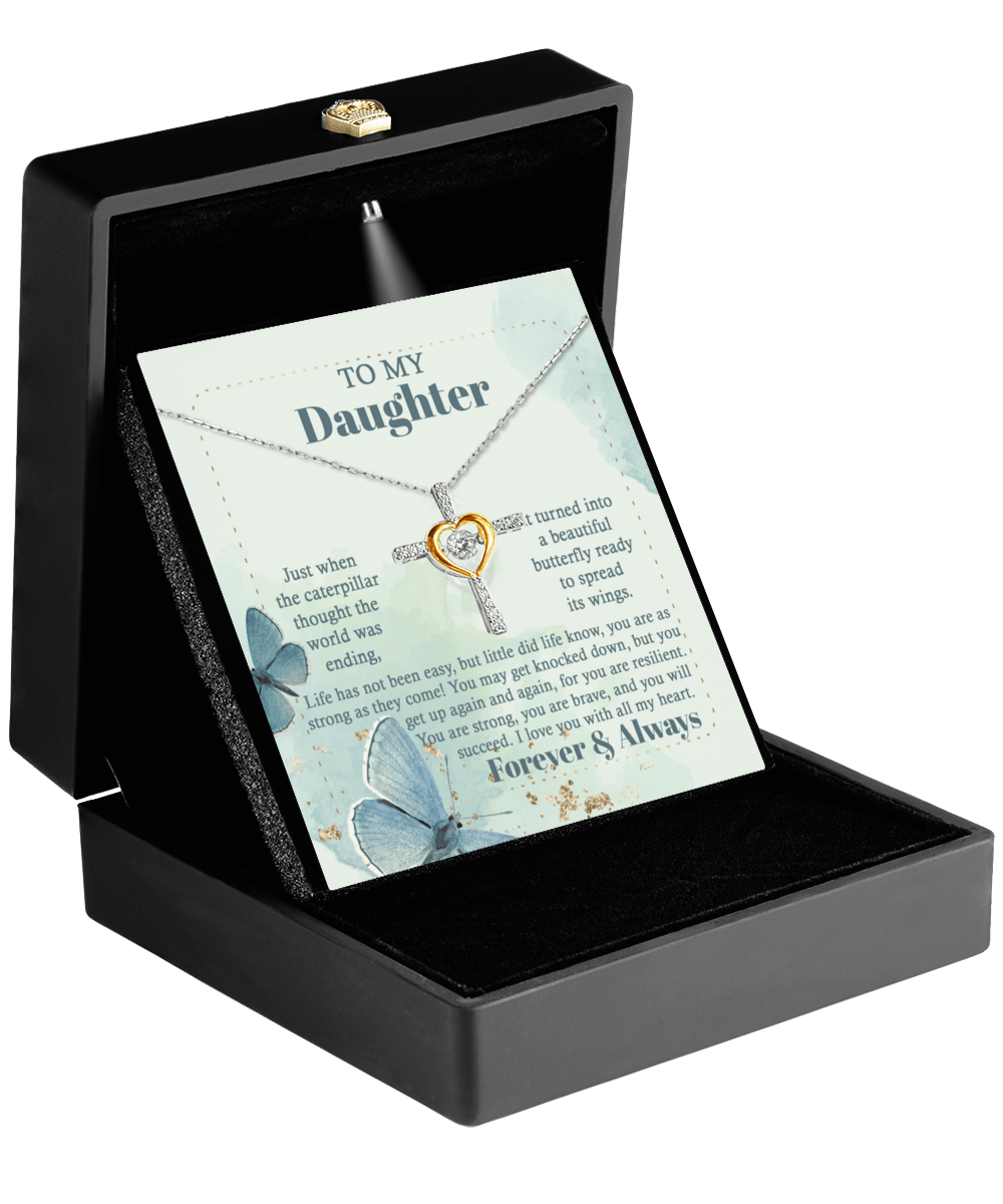 Daughter Gift for Birthday, Christmas, Graduation - Beautiful Butterfly- Cross Pendant Necklace - Mallard Moon Gift Shop