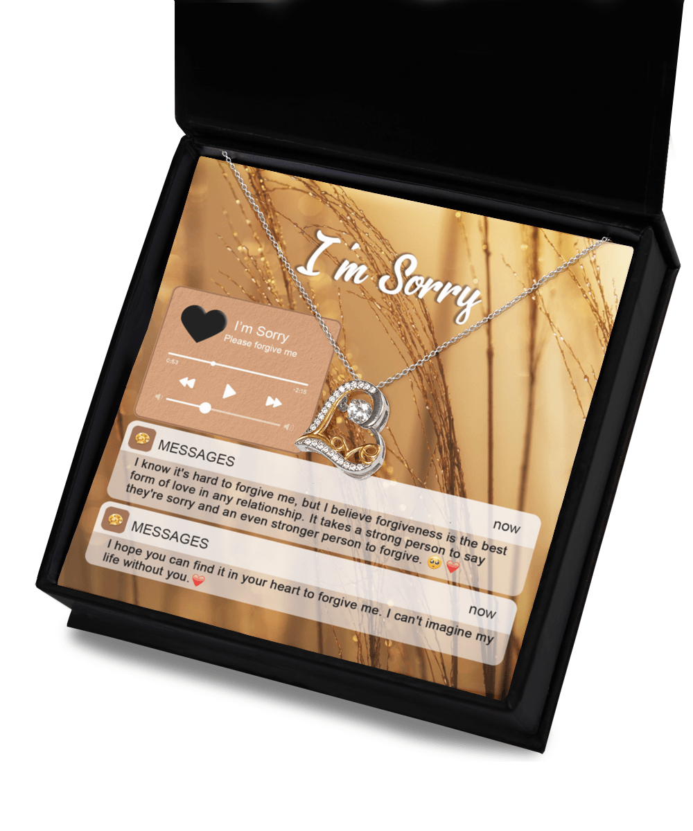 Apology Gift for Girlfriend, Wife, Soulmate - Sorry, Person To Forgive - Love Heart Pendant Necklace - Mallard Moon Gift Shop