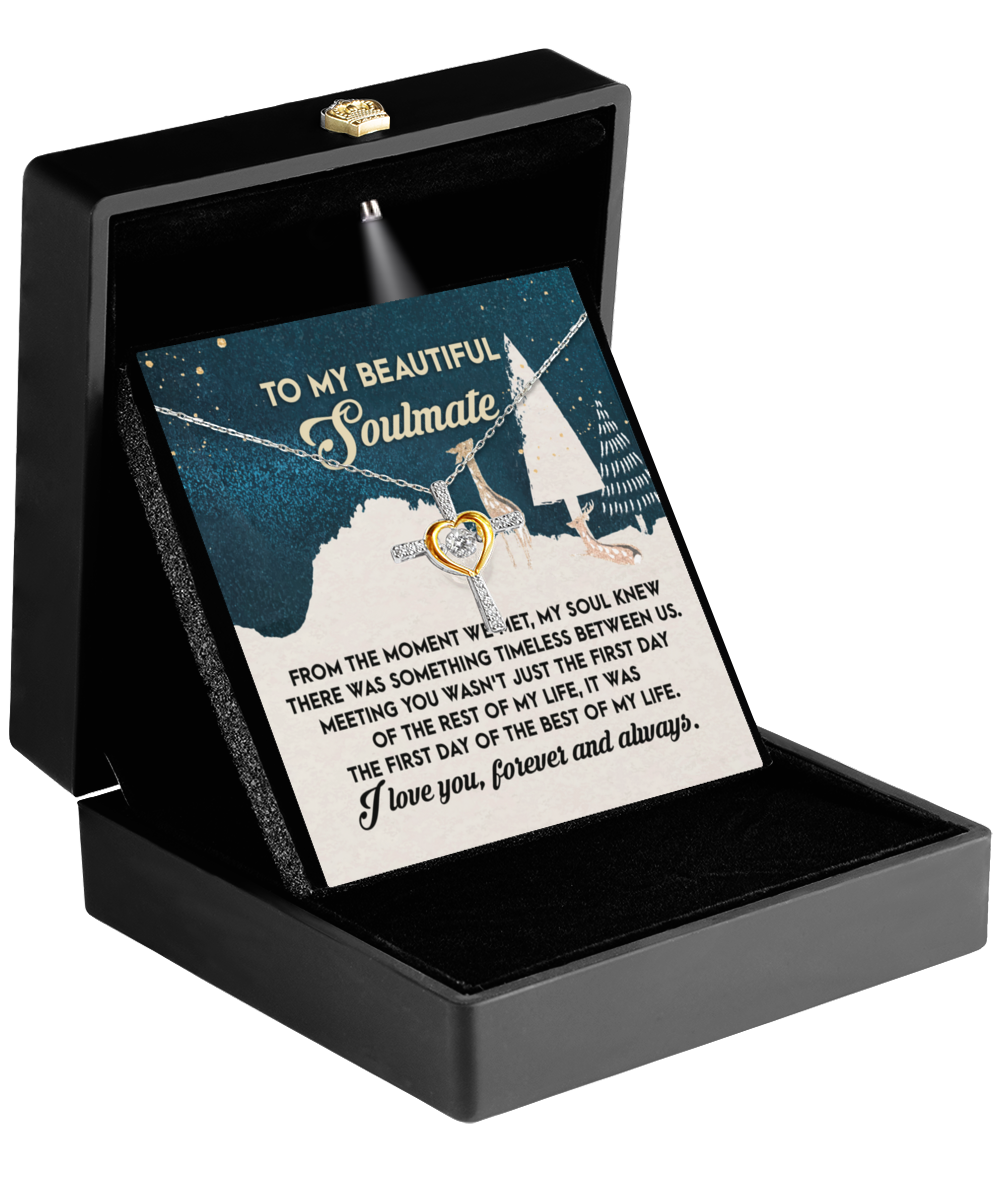 Soulmate, Wife, Girlfriend Romantic Gift - Best of my Life - Dancing Cross Pendant Necklace - Mallard Moon Gift Shop