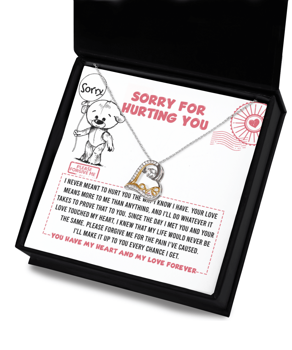 Apology Gift for Girlfriend, Wife, Soulmate - Sorry, Every Chance - Love Dancing Heart Pendant Necklace - Mallard Moon Gift Shop