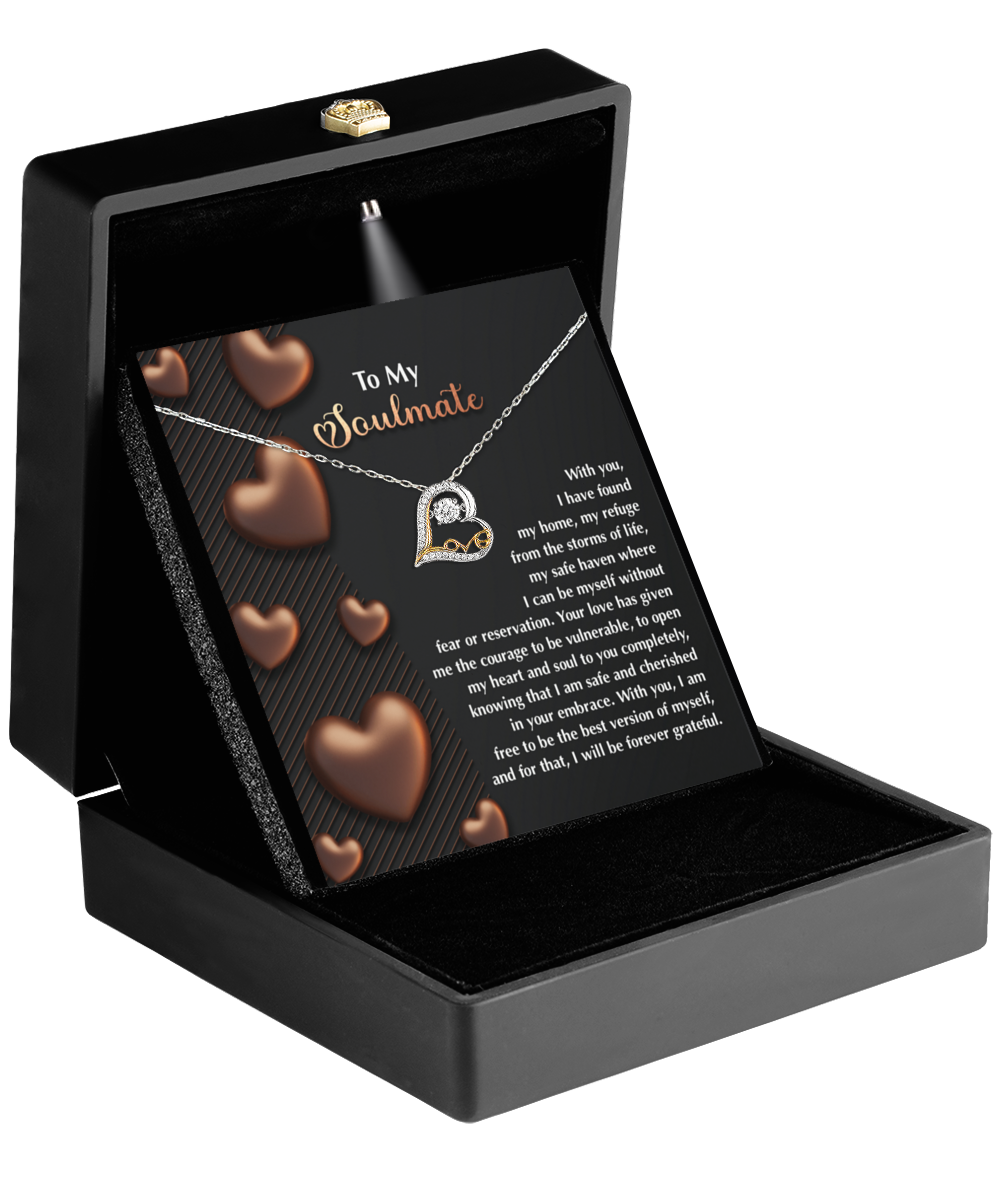 To My Soulmate - Love Dancing Heart Necklace – A Heartfelt Valentine’s Day Gift for Your Safe Haven and Forever Love - Mallard Moon Gift Shop