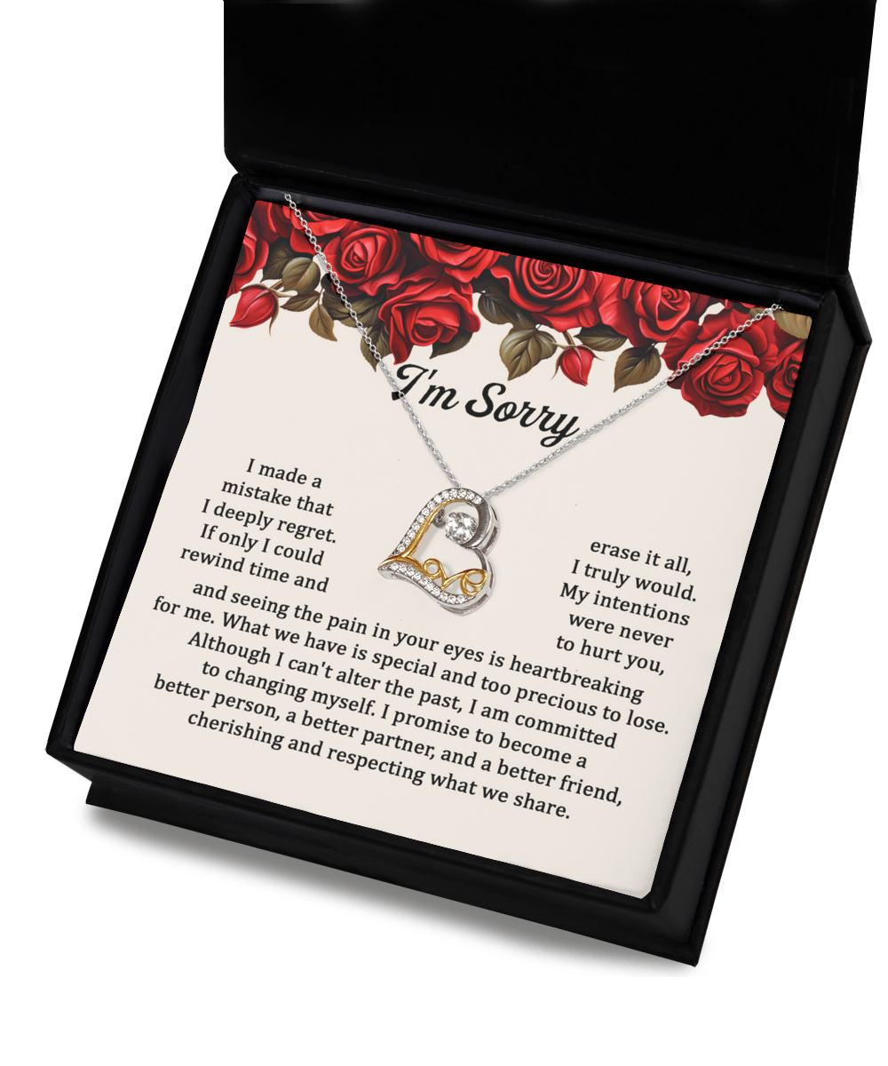 Apology Gift for Girlfriend, Wife - Sorry, Precious To Lose - Love Heart Pendant Necklace - Mallard Moon Gift Shop
