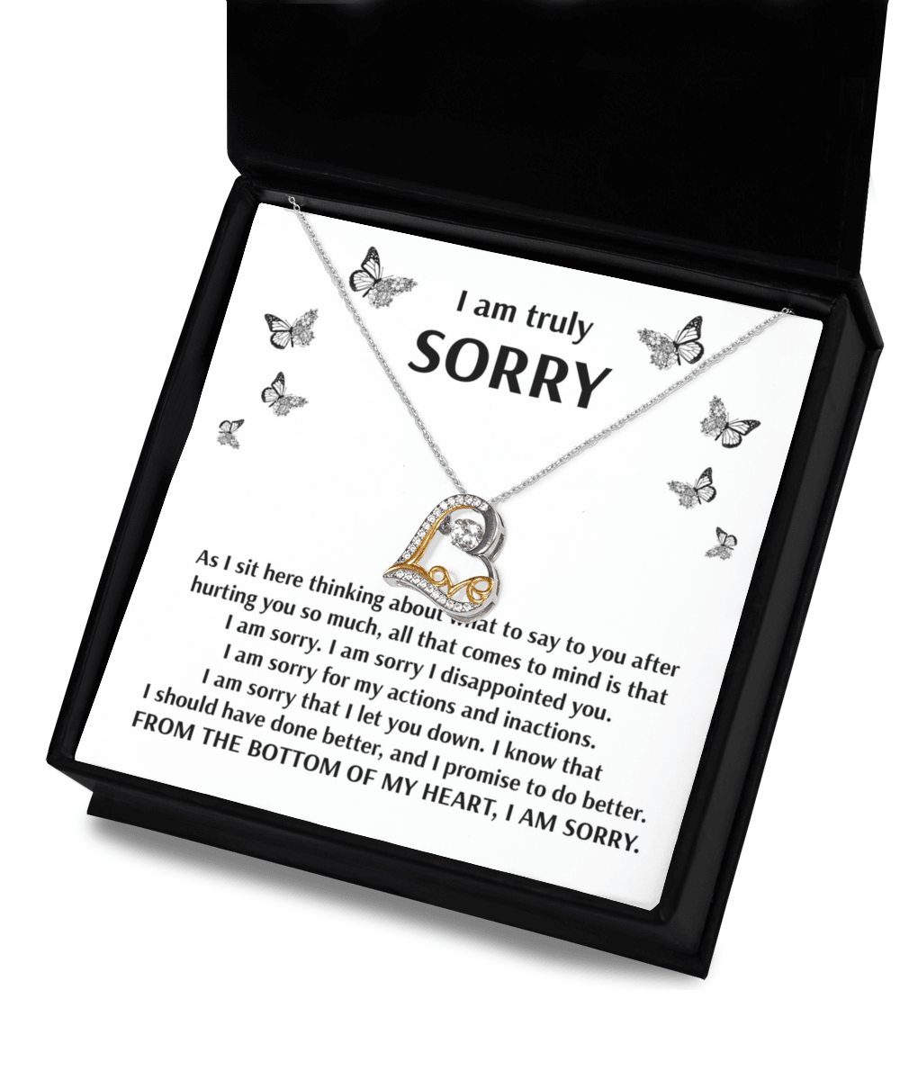 Apology Gift for Girlfriend, Wife, Soulmate - Sorry, Done Better - Love Dancing Heart Pendant Necklace - Mallard Moon Gift Shop