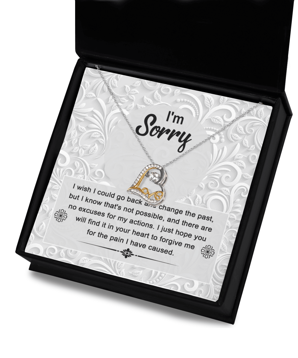 Apology Gift for Girlfriend, Wife, Soulmate - Sorry, Change The Past - Love Dancing Heart Pendant Necklace - Mallard Moon Gift Shop