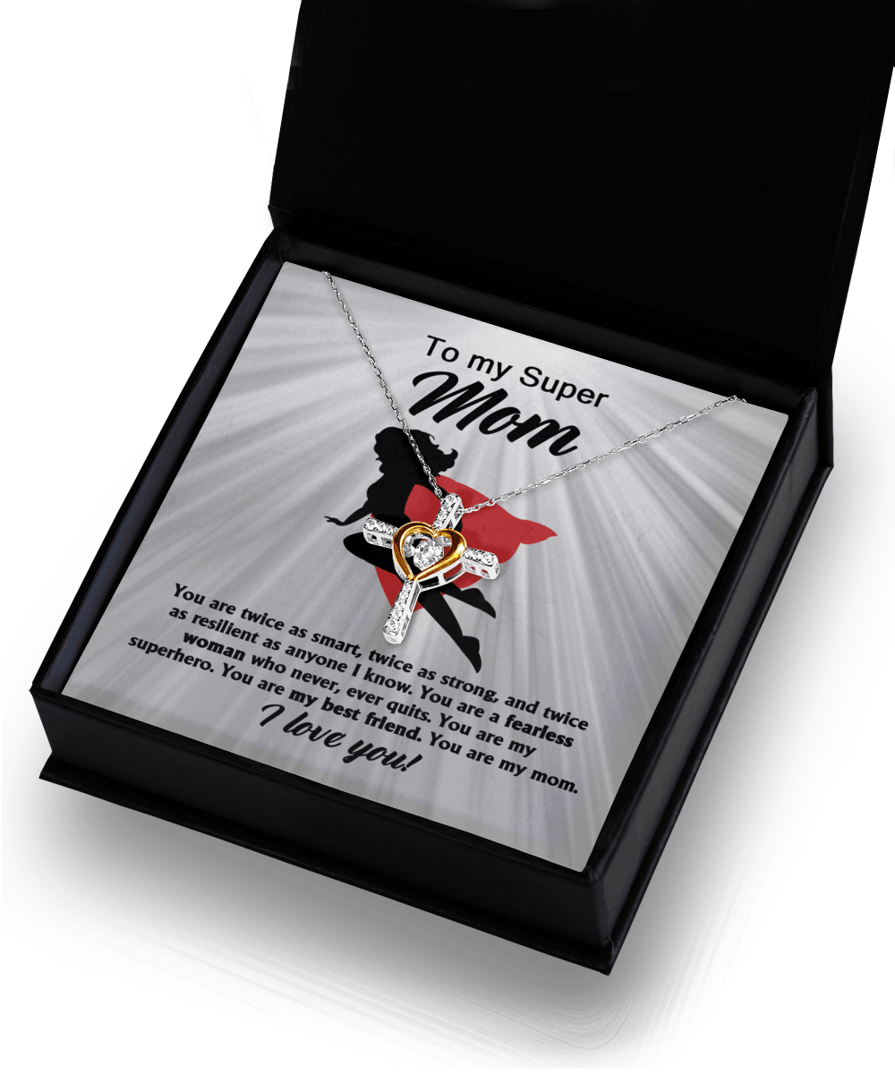 To My Super Mom You Are A Fearless Woman Cross Pendant Necklace - Mallard Moon Gift Shop