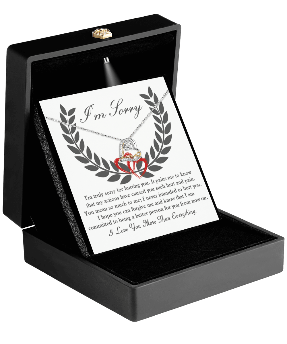 Apology Gift for Girlfriend, Wife, Soulmate - Sorry, From Now On - Love Dancing Heart Pendant Necklace - Mallard Moon Gift Shop
