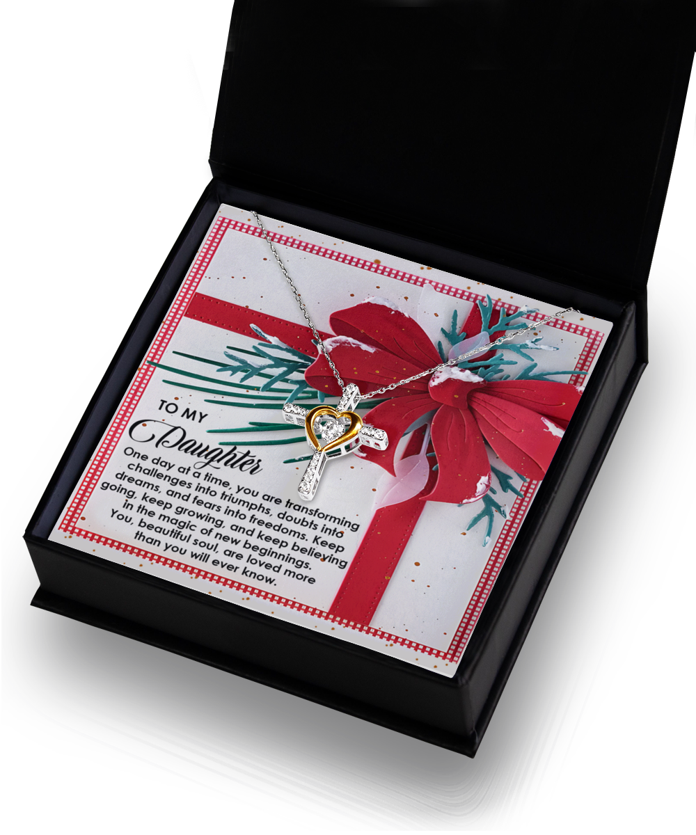 Daughter Heartfelt Gift- Beautiful Soul -  Dancing Cross Pendant Necklace - Mallard Moon Gift Shop