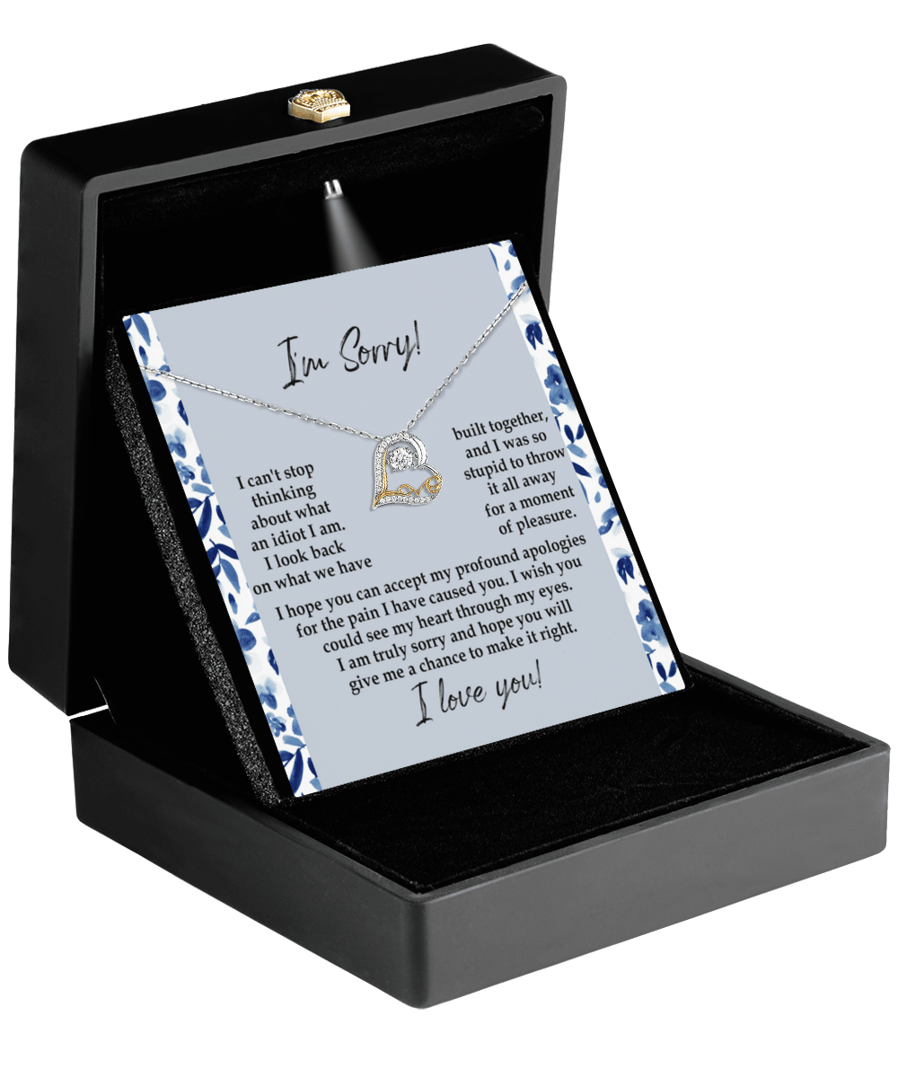 Apology Gift for Girlfriend, Wife, Soulmate - Sorry, Through My Eyes - Love Dancing Heart Pendant Necklace - Mallard Moon Gift Shop