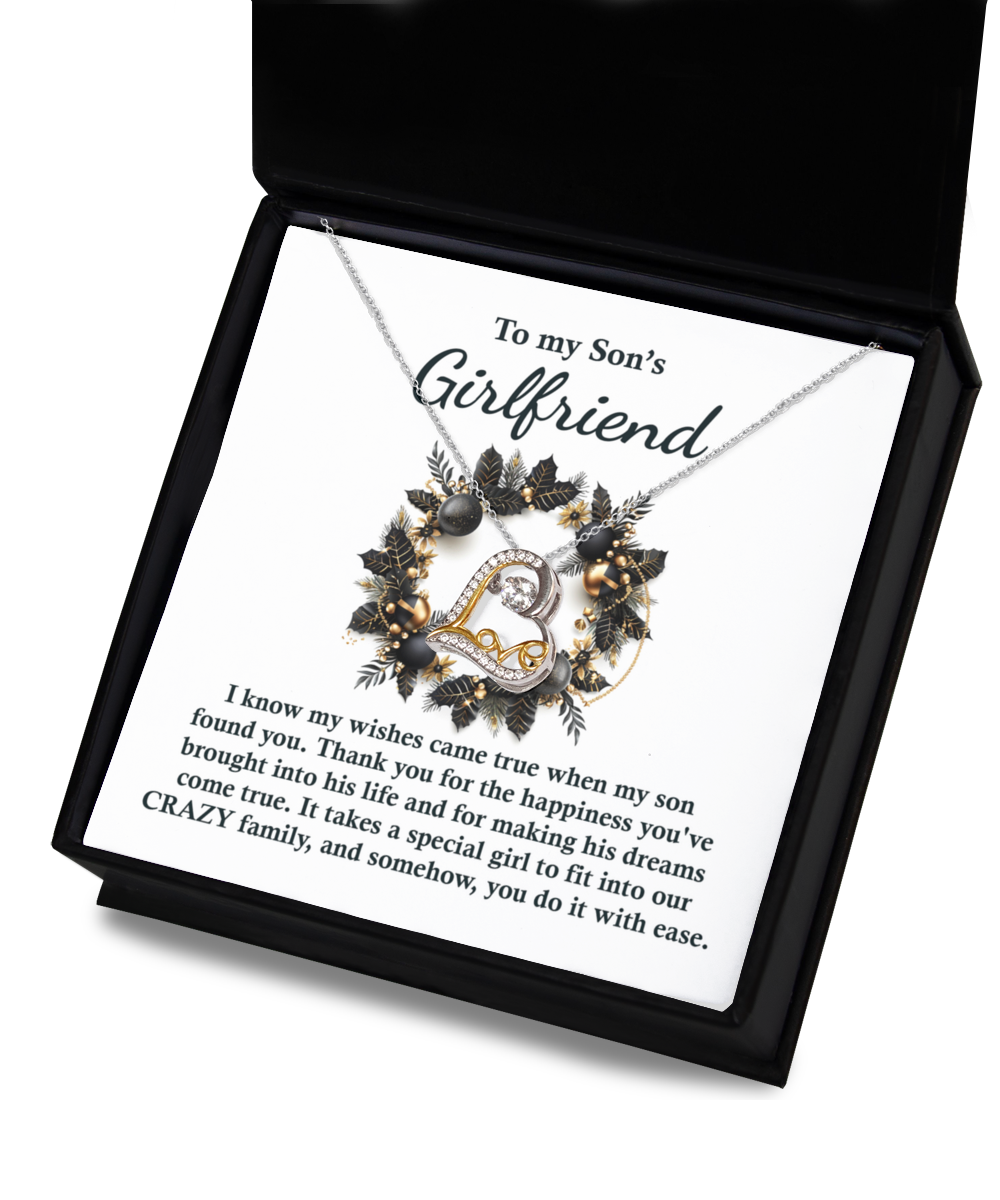 Gift for Son's Girlfriend - My Wishes Came True When He Found You - Love Dancing Heart Pendant Necklace - Mallard Moon Gift Shop