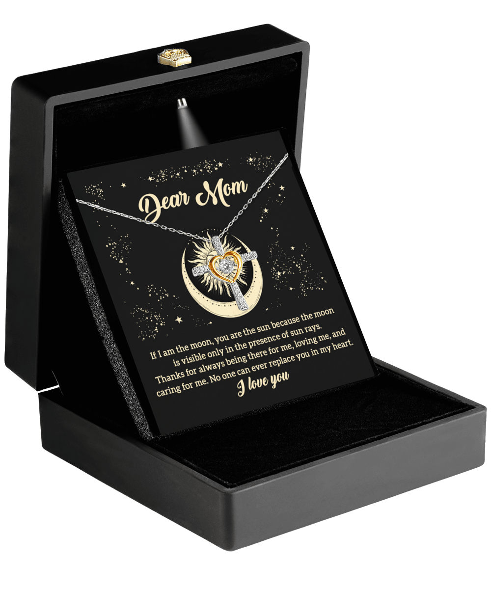 To My Mom If I am the Moon, You are the Sun Cross Pendant Necklace - Mallard Moon Gift Shop