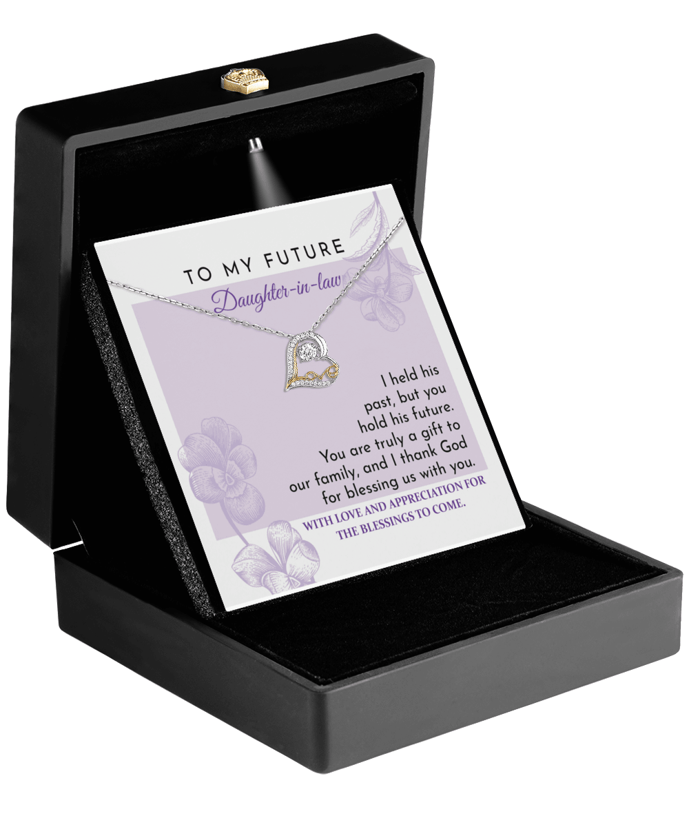 Future Daughter-in-law - You are a Gift to our Family Love Dancing Heart Pendant Necklace Wedding Gift for Bride - Mallard Moon Gift Shop