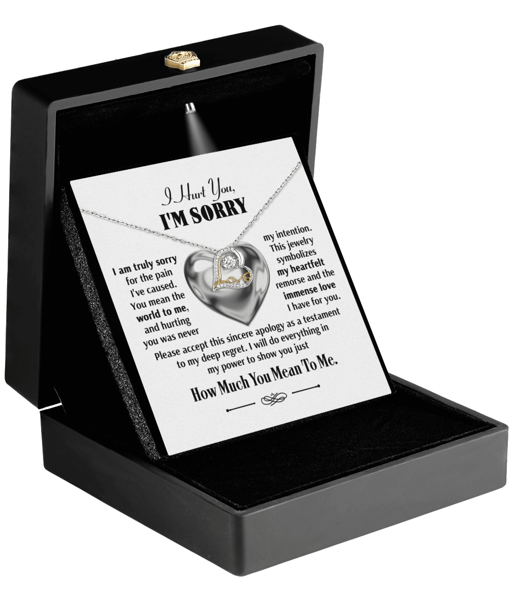 Apology Gift for Girlfriend, Wife, Soulmate - Sorry, Sincere Apology - Love Dancing Heart Pendant Necklace - Mallard Moon Gift Shop