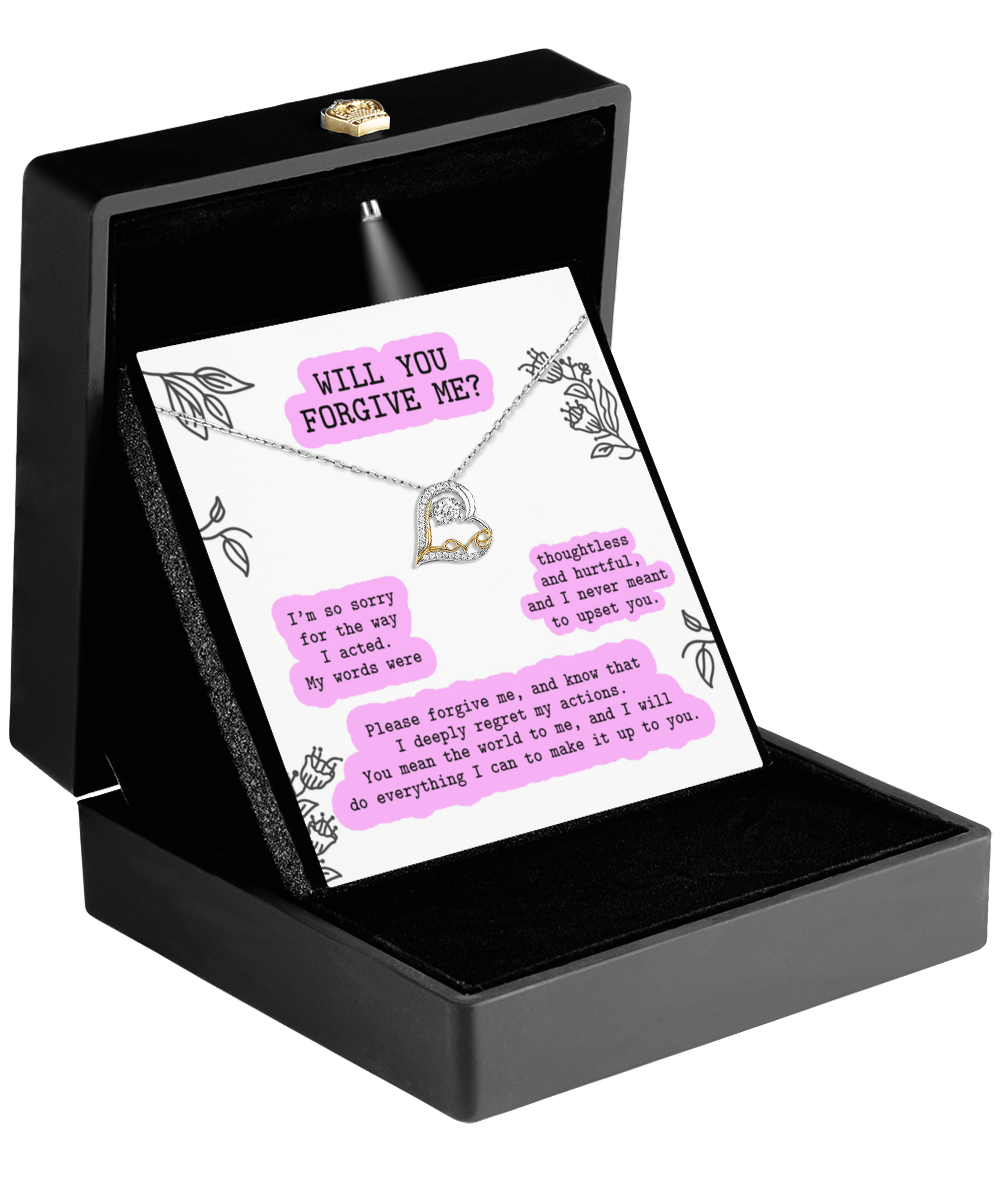 Apology Gift for Girlfriend, Wife, Soulmate - Sorry, Never Meant To Upset You - Love Dancing Heart Pendant Necklace - Mallard Moon Gift Shop