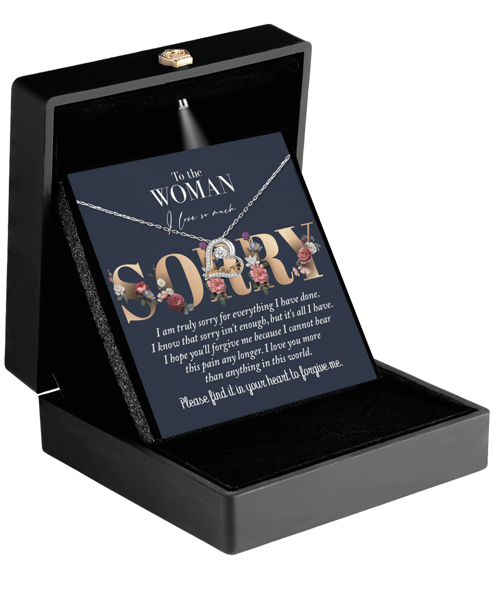 Apology Gift for Girlfriend, Wife, Soulmate - Sorry, Bear This Pain - Love Dancing Heart Pendant Necklace - Mallard Moon Gift Shop
