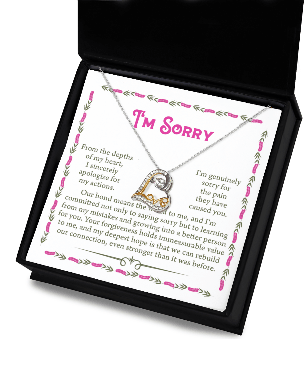 Gift for Girlfriend, Wife - Sorry, A Better Person - Love Dancing Heart Pendant Necklace - Mallard Moon Gift Shop