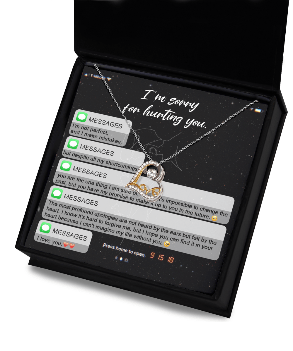 Apology Gift for Girlfriend, Wife, Soulmate - Sorry, Life Without You - Love Heart Pendant Necklace - Mallard Moon Gift Shop