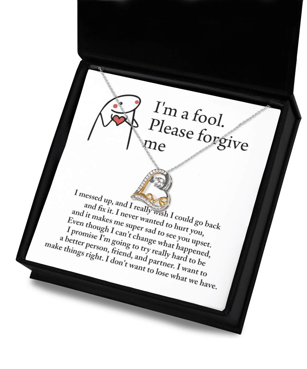 Apology Gift for Girlfriend, Wife, Soulmate - Sorry, Make Things Right - Love Heart Pendant Necklace - Mallard Moon Gift Shop