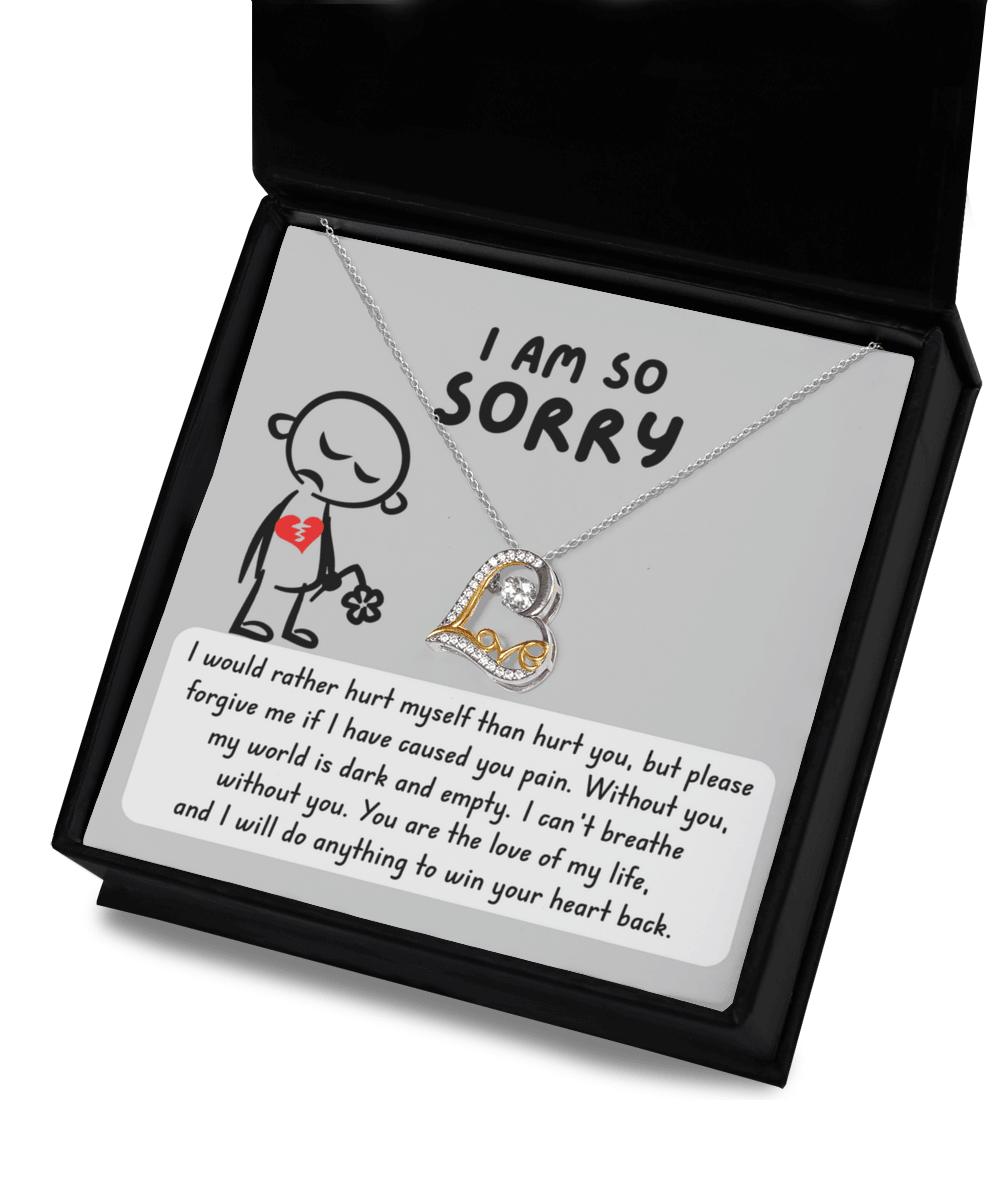 Apology Gift for Girlfriend, Wife, Soulmate - Sorry, Dark And Empty - Love Dancing Heart Pendant Necklace - Mallard Moon Gift Shop