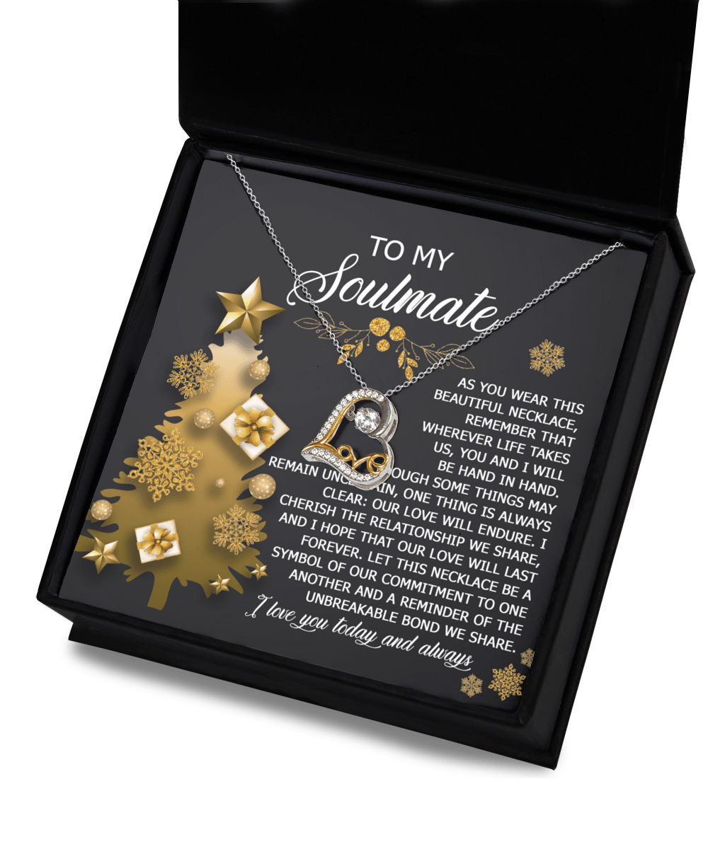 To My Soulmate Our Love Will Last Forever Romantic Christmas Anniversary Heart Pendant Necklace for Wife Girlfriend Jewelry - Mallard Moon Gift Shop
