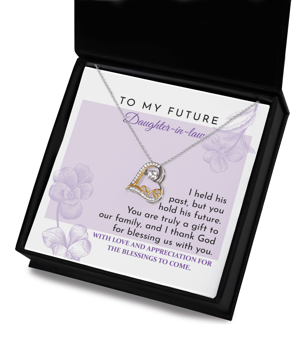 Future Daughter-in-law - You are a Gift to our Family Love Dancing Heart Pendant Necklace Wedding Gift for Bride - Mallard Moon Gift Shop