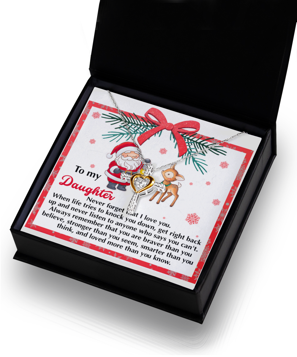 Daughter Heartfelt Gift- Get Back Up - Dancing Cross Pendant Necklace - Mallard Moon Gift Shop