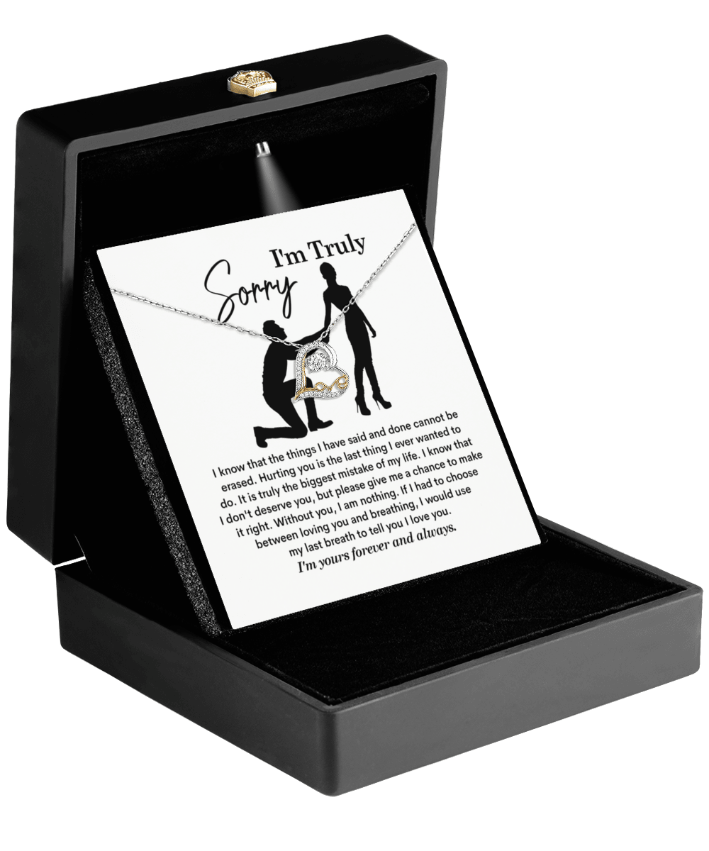 Apology Gift for Girlfriend, Wife - Sorry, My Last Breath - Love Heart Pendant Necklace - Mallard Moon Gift Shop