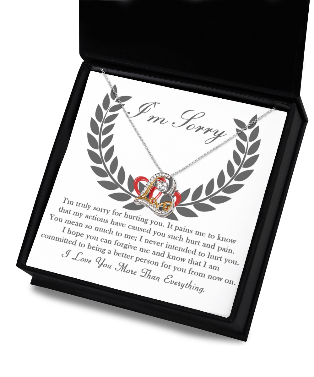 Apology Gift for Girlfriend, Wife, Soulmate - Sorry, From Now On - Love Dancing Heart Pendant Necklace - Mallard Moon Gift Shop