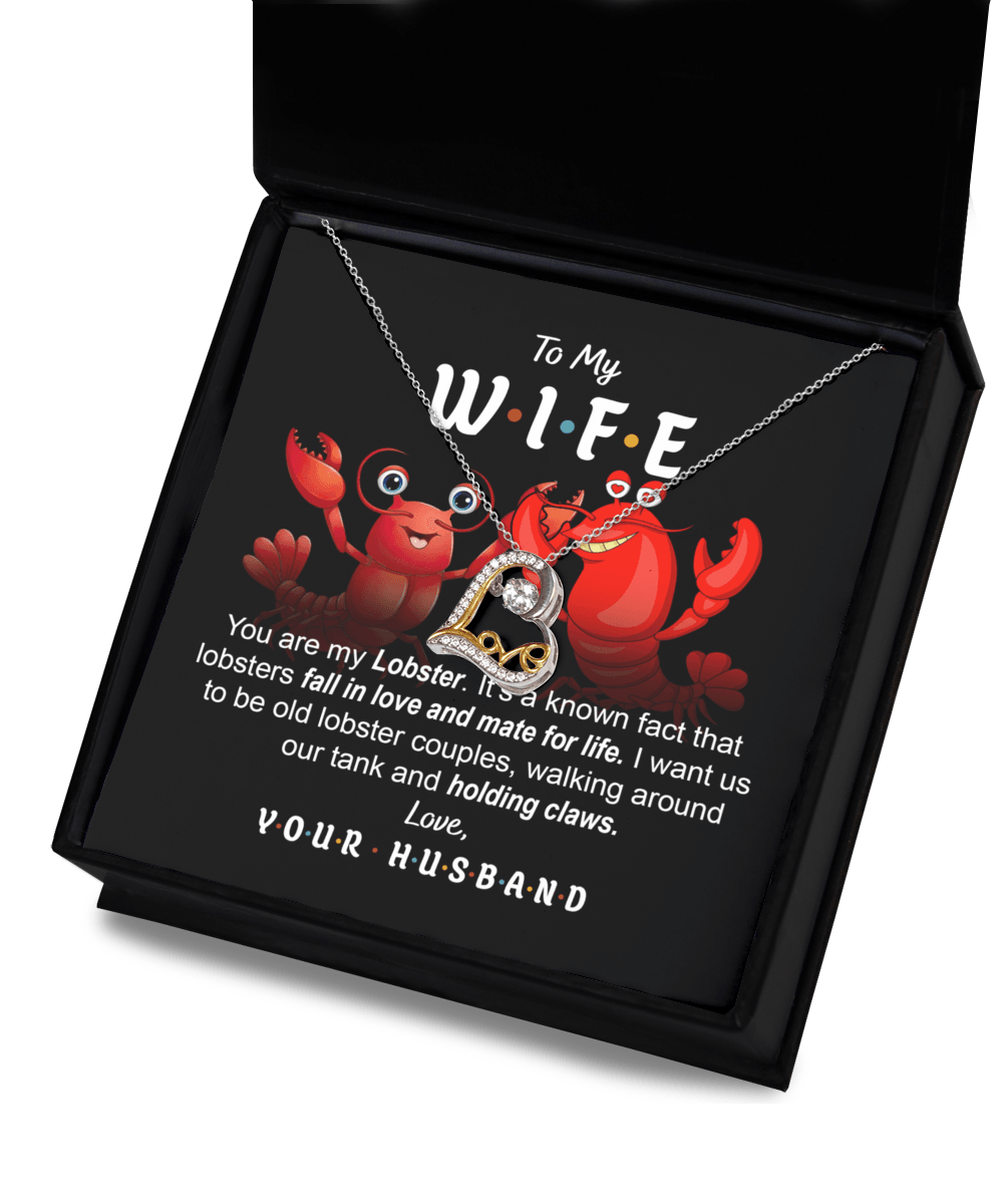 To My Wife - Old Lobster Couples Mate for Life Love Dancing Heart Pendant Necklace - Mallard Moon Gift Shop