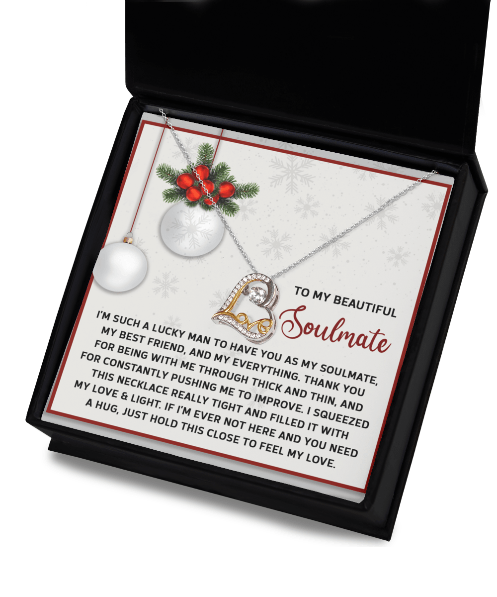 To My Beautiful Soulmate, My Best Friend, My Everything Romantic Christmas Anniversary Heart Pendant Necklace for Wife Girlfriend Jewelry - Mallard Moon Gift Shop
