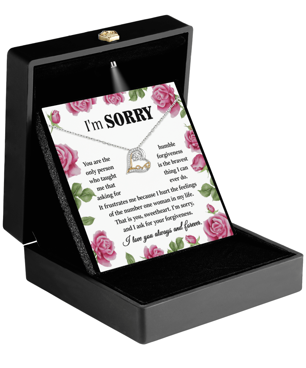 Apology Gift for Girlfriend, Wife, Soulmate-Sorry, Your Forgiveness-Love Dancing Heart Pendant Necklace - Mallard Moon Gift Shop