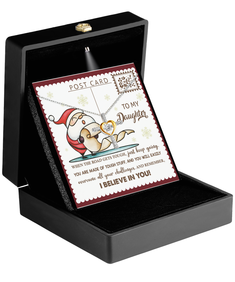 Daughter Heartfelt Gift- Keep Going - Dancing Cross Pendant Necklace - Mallard Moon Gift Shop