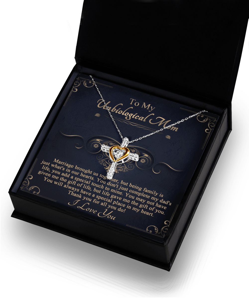 Gift for Unbiological Mother You Complete my Dad's Life Cross Pendant Necklace - Mallard Moon Gift Shop