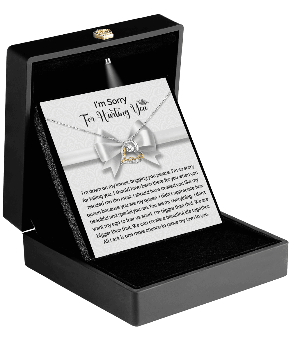 Apology Gift for Girlfriend, Wife, Soulmate - Sorry, My Queen - Love Dancing Heart Pendant Necklace - Mallard Moon Gift Shop