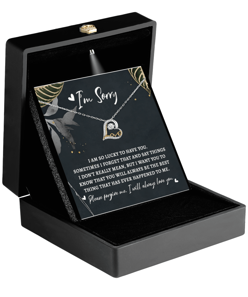 Apology Gift for Girlfriend, Wife, Soulmate - Sorry, The Best Thing - Love Dancing Heart Pendant Necklace - Mallard Moon Gift Shop