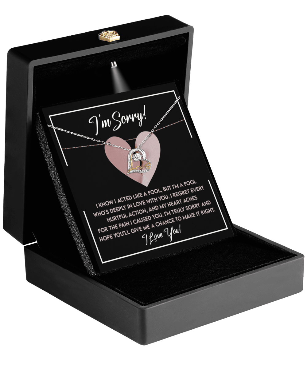 Apology Gift for Girlfriend, Wife, Soulmate - Sorry, Deeply In Love - Love Dancing Heart Pendant Necklace - Mallard Moon Gift Shop