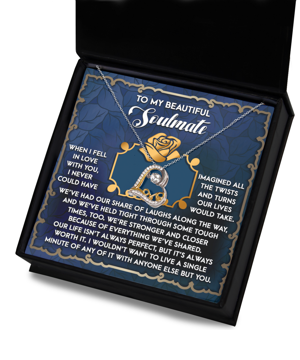 To My Beautiful Soulmate - Love Dancing Heart Necklace – A Heartfelt Gift Celebrating Life’s Journey Together - Mallard Moon Gift Shop